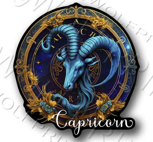 Capricorn Zodiac Sign Vinyl Sticker 4.7" Tall Decal