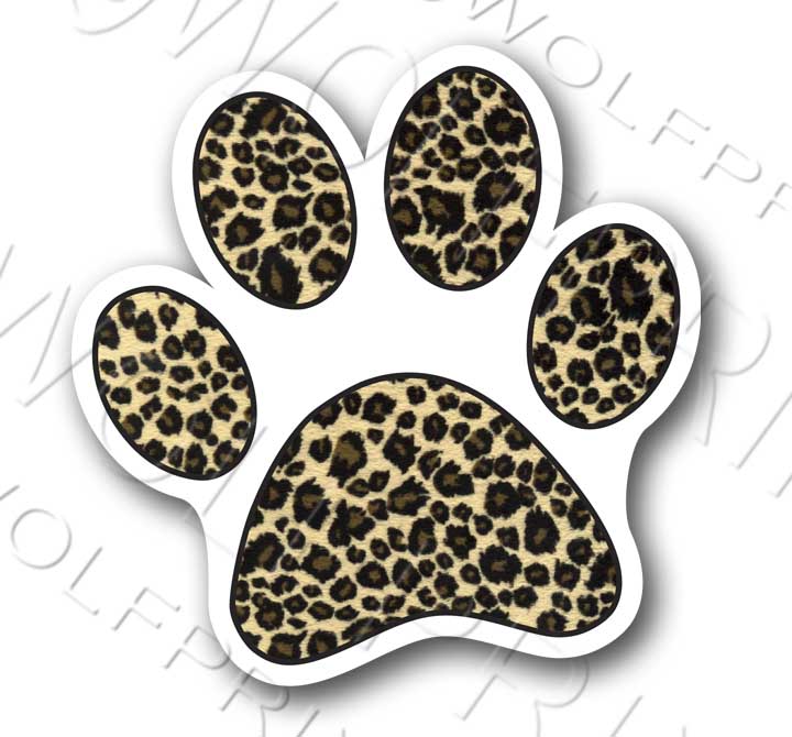 Leopard Paw Sticker 4"Tall Dog and Cat Lover Pet Decal