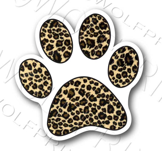Leopard Paw Sticker 4"Tall Dog and Cat Lover Pet Decal