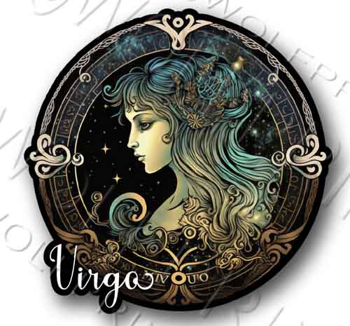 Virgo Zodiac Sign Vinyl Sticker 4.3" Tall Decal