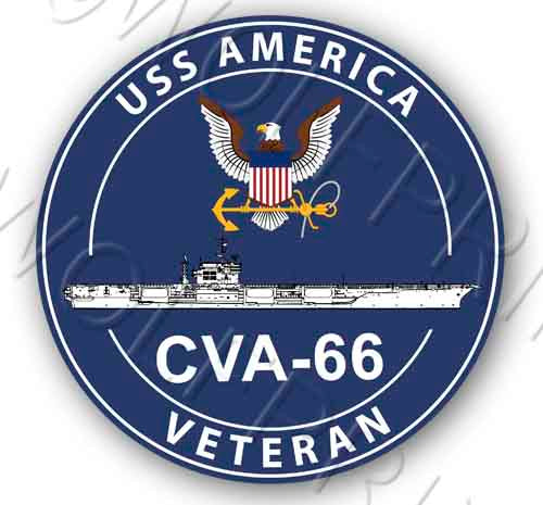 USS America 66 4" Round Aircraft Carrier Ship USA Navy Sticker Decal