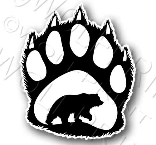 Bear Paw 5.2" Tall Sticker Outdoor Sportsman Hunting Decal Black