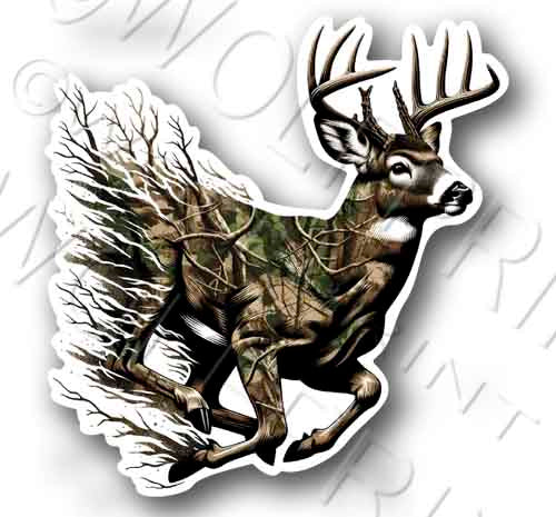 Camo Deer Buck 4.5" Wide Sticker Outdoor Sportsman Hunting Decal Whitetail
