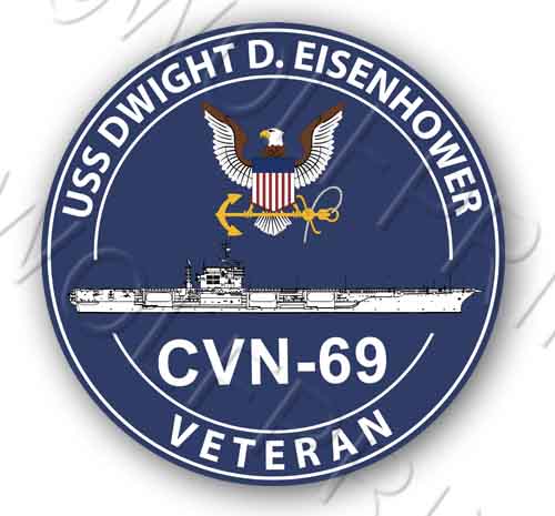 USS Eisenhower CVN 69 4" Round Aircraft Carrier Ship USA Navy Sticker Decal