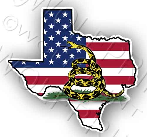 Texas Gadsden Flag 4.9" Wide Sticker Decal Dont Tread on Me