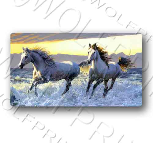 White Horses Running Wild in Water Sticker 5.1" Wide Decal