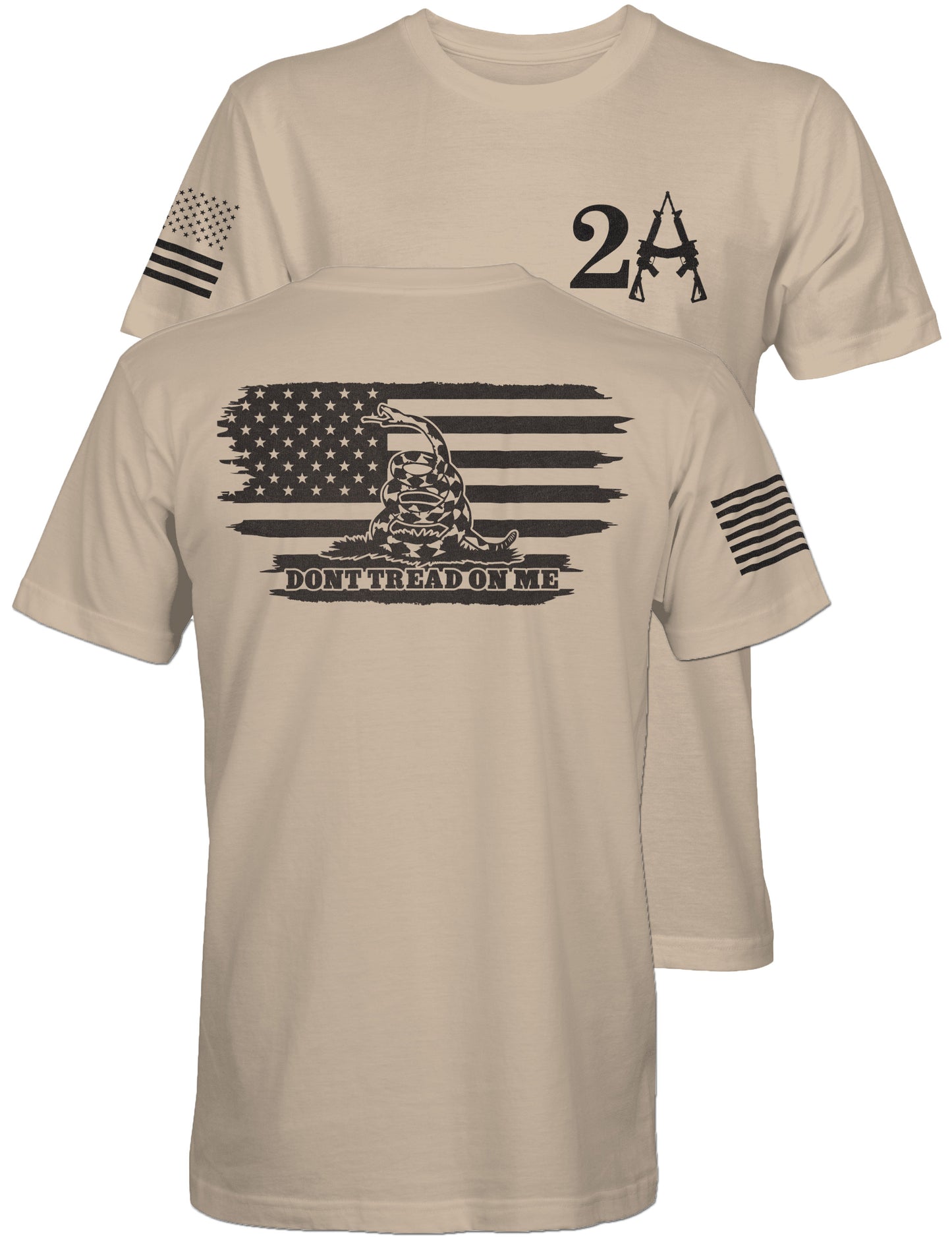 Men's Dont Tread on Me Tattered American Flag Black T-shirt