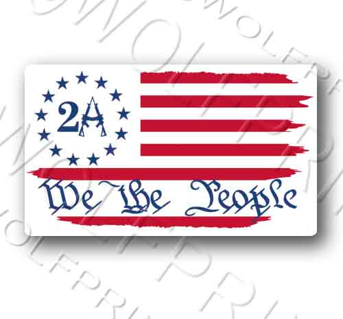 2A We The People Tattered USA Flag Sticker 5.1" Wide Decal