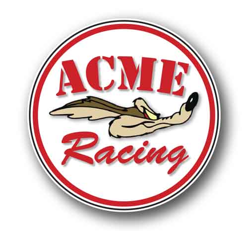 Acme Racing Coyote Sticker 4.25" Round Waterproof Outdoor Vinyl Decal