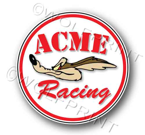 Acme Racing Left Coyote Sticker 4.25" Round Waterproof Outdoor Vinyl Decal