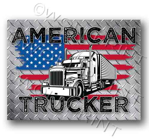 American Trucker Patriotic Tractor Trailer Truck Driver Decal Sticker 5" Wide