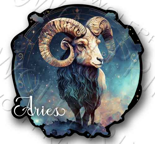 Aries Zodiac Sign Vinyl Sticker 4.5" Tall Decal