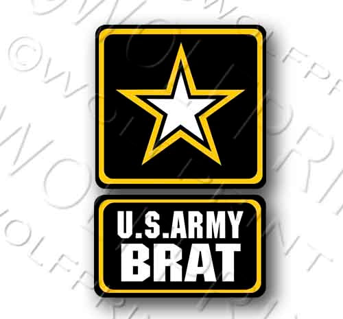 Army Brat Sticker 4.5" Tall US Army Military Waterproof Sticker Decal