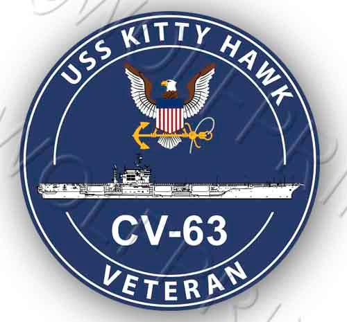 USS Kitty Hawk CV 63 4" Round Aircraft Carrier Ship USA Navy Sticker Decal