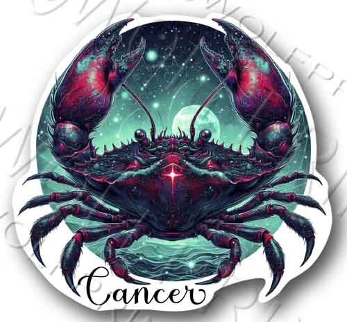 Cancer Zodiac Sign Vinyl Sticker 4.2" Tall Decal