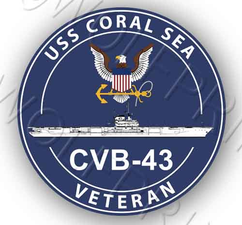 USS Coral Sea CVB 43 Veteran 4" Aircraft Carrier Ship US Navy Sticker Decal