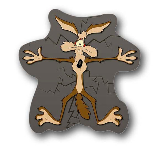 Coyote Splat Cartoon Decal 4.5" Tall - Funny Window Sticker