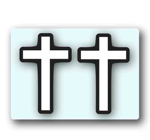 2 Cross Stickers 4.3" Tall Crucifix Orthodox Jesus Christ Christian Decal