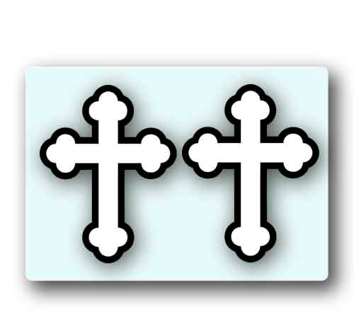 2 Orthodox Cross Stickers 4.3" Tall Crucifix Jesus Christ Christian Decal