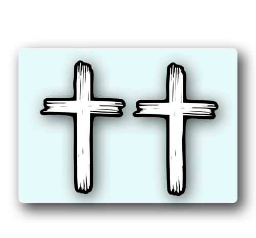 2 Wood Cross Stickers 4.3" Tall Crucifix Orthodox Jesus Christ Christian Decal