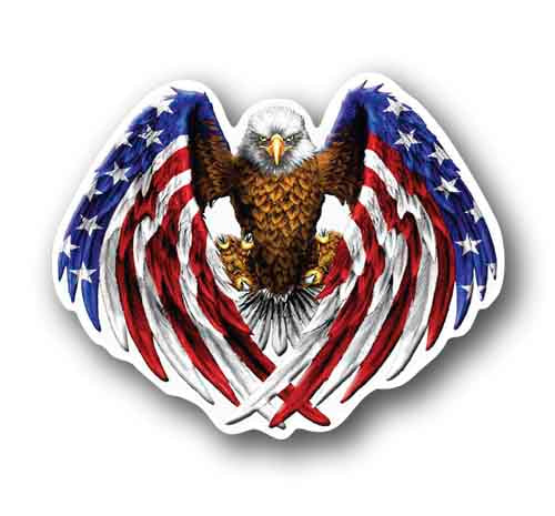 Eagle Flag Wings Patriotic USA 5" Wide Sticker Waterproof Vinyl Sticker Decal