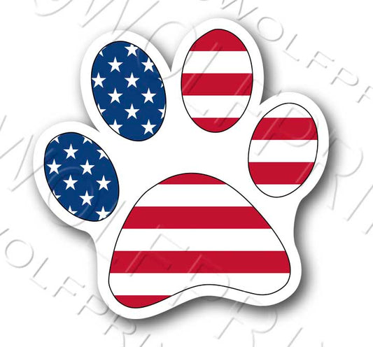 USA Flag Paw Sticker 4.5"Tall Patriotic Dog and Cat Lover Pet Decal
