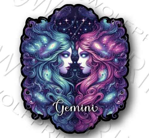 Gemini Zodiac Sign Vinyl Sticker 5.1" Tall Decal