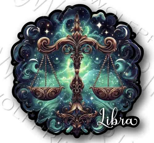Libra Zodiac Sign Vinyl Sticker 4.4" Tall Decal