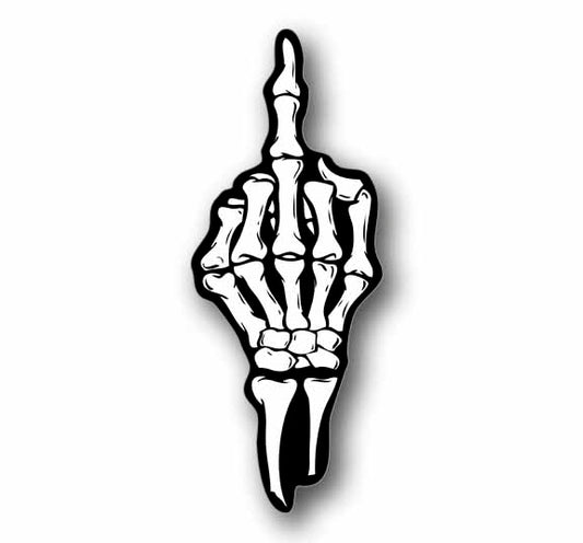 Skeleton Middle Finger Rude Funny Sticker 6.25" Tall Vinyl Decal