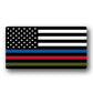 Blue Line Flag 5" Wide - Red, Green, Gray - Police, Fire, Military Sticker