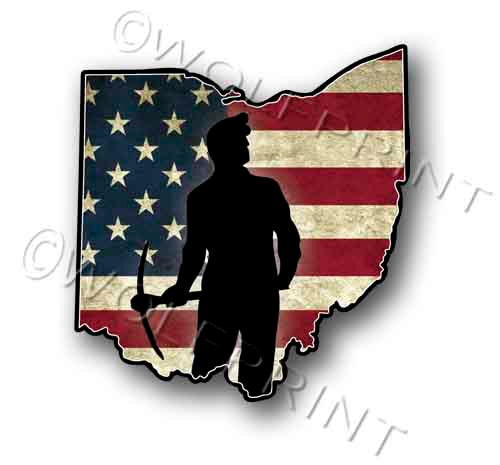 Ohio American Coal Miner Patriotic Decal Sticker 4" Wide