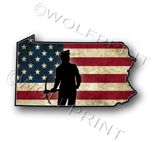 Pennsylvania American Coal Miner Patriotic Decal Sticker 5.25" Wide PA