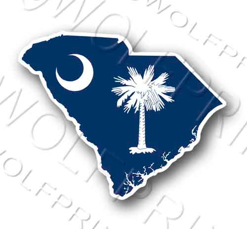 Palmetto Moon South Carolina Flag Sticker 5" Wide Sticker Decal