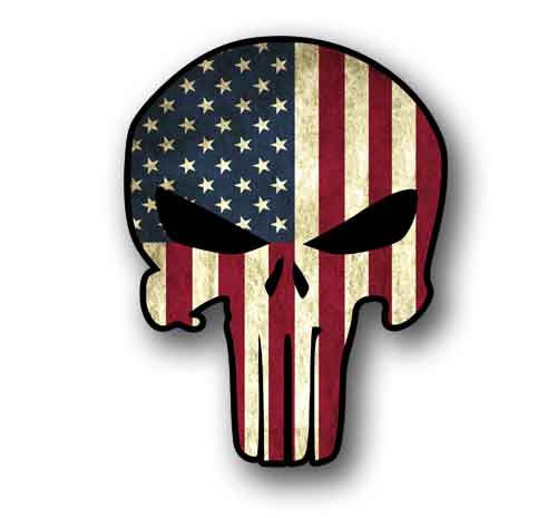 Punisher Distressed Grunge Flag Sticker 5.25" Tall Waterproof Vinyl Decal