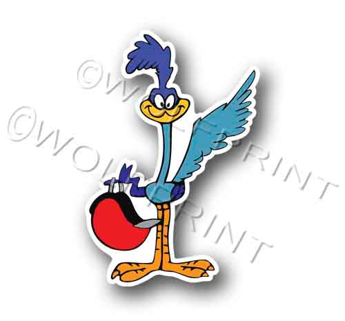 Racing Roadrunner with Helmet 5" Tall Sticker Waterproof Vinyl Decal Plymouth