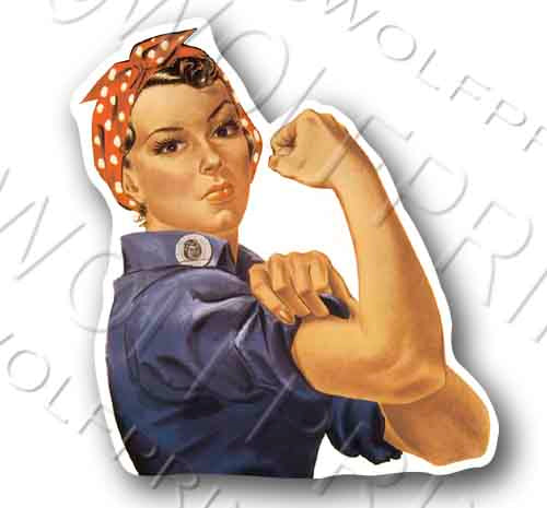 Rosie the Riveter War Propaganda Sticker 4.5" Tall WW2 Decal