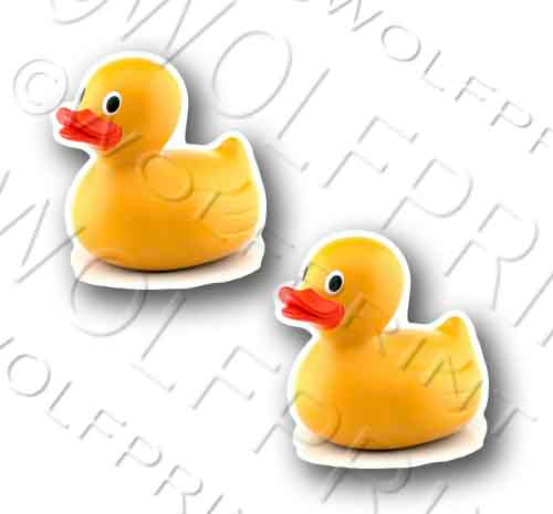 2 Rubber Duck Stickers Each is 2.6" Wide