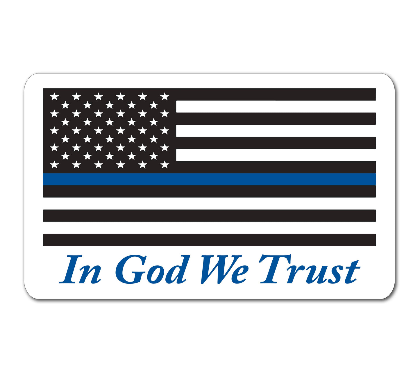 Blue Line Flag Sticker 5" Wide | In God We Trust Flag Sticker | USA Vinyl Decal