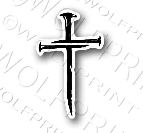 Spike Cross Nails Sticker 5" Tall Decal Jesus Christ Christian Decal