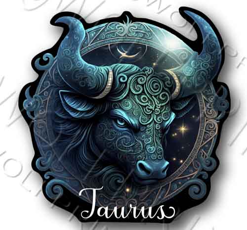 Taurus Zodiac Sign Vinyl Sticker 4.5" Tall Decal