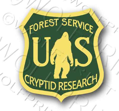 US Forest Service Cryptid Research Sticker 4.5" Tall Decal Bigfoot Decal