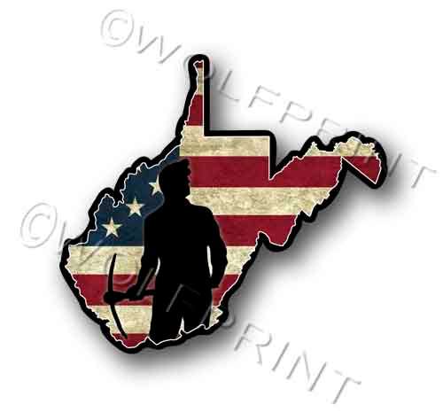 West Virginia American Coal Miner Patriotic Decal Sticker 4.5" Wide