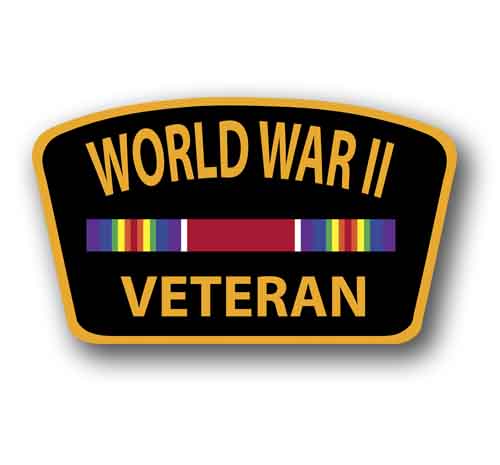 WW2 Veteran Ribbon Colors Sticker 5" Wide Decal Military Patriotic