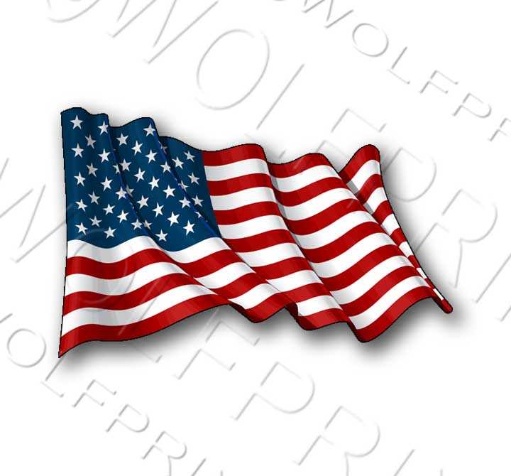 Wavy USA Flag 4.75" Wide - Patriotic Wavy American Flag Sticker Decal