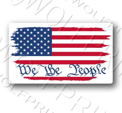 We The People Tattered USA Flag Sticker 5.1" Wide Decal