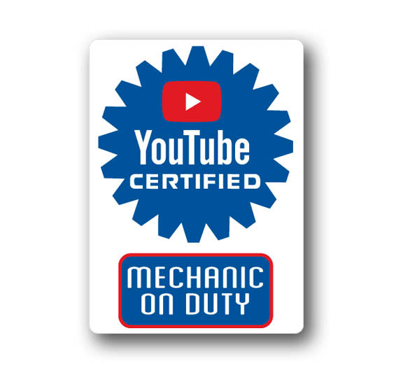 YouTube Certified Mechanic 5" Tall Sticker - On Duty Vinyl Decal ASE Toolbox