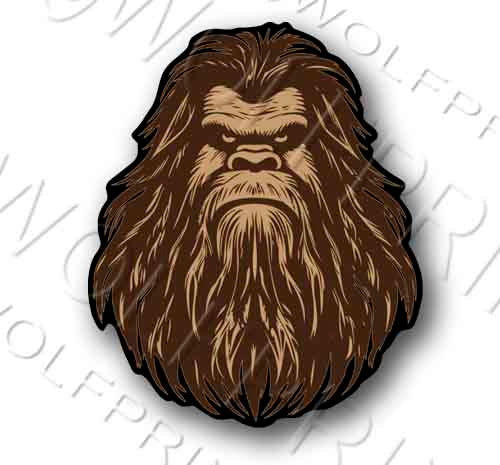 Bigfoot Portrait Sticker 5" Tall Sasquatch face Decal