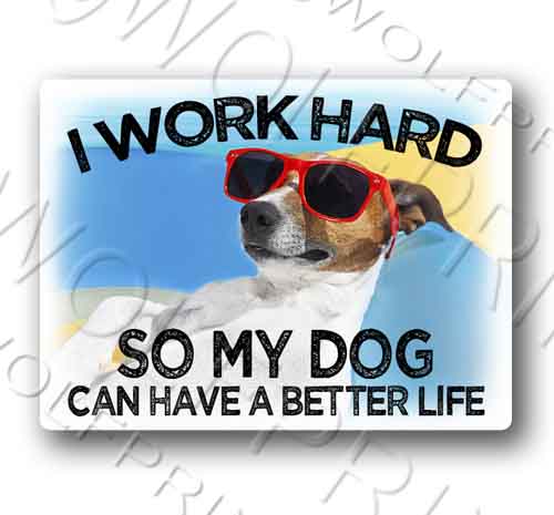 I work Hard So My Dog Can Have a Better Life Sticker 5" Wide Funny Dog Decal