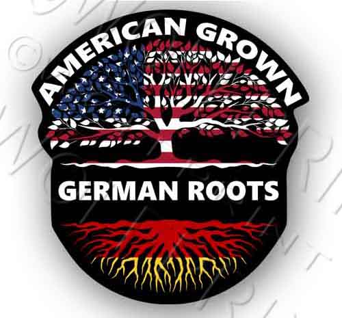 American Grown German Roots Life Tree 4.7" Tall Sticker Decal Flag
