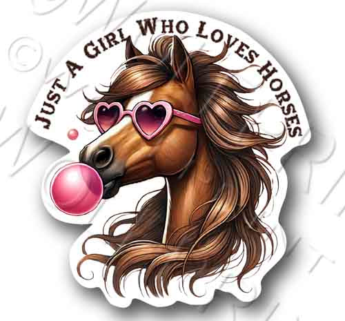 Girl Who Loves Horses 4.5" Tall Sticker Cute Funny Horse Decal